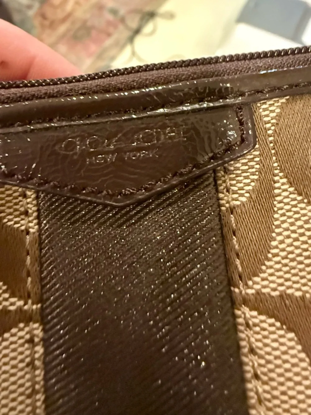 Coach Signature Canvas Wristlet in Brown and Tan NWOT
